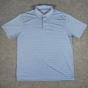 Rhoback Mens XL Blue White Stripe Performance Golf Polo Shirt Tennis Stretch